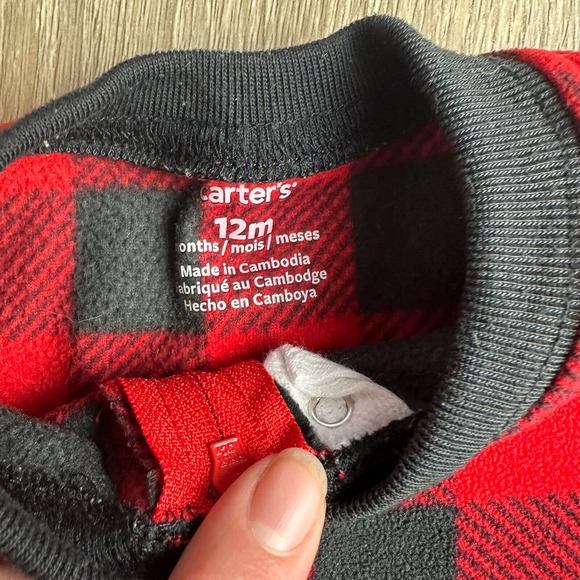 Lot of 3 - Carter's & Child of Mine Christmas Fleece Footed Pajamas - 12 Months - Picture 7 of 12